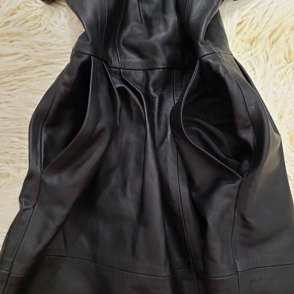 Massimo Dutti Leather Mini Dress sz. Xs - Picture 2 of 5
